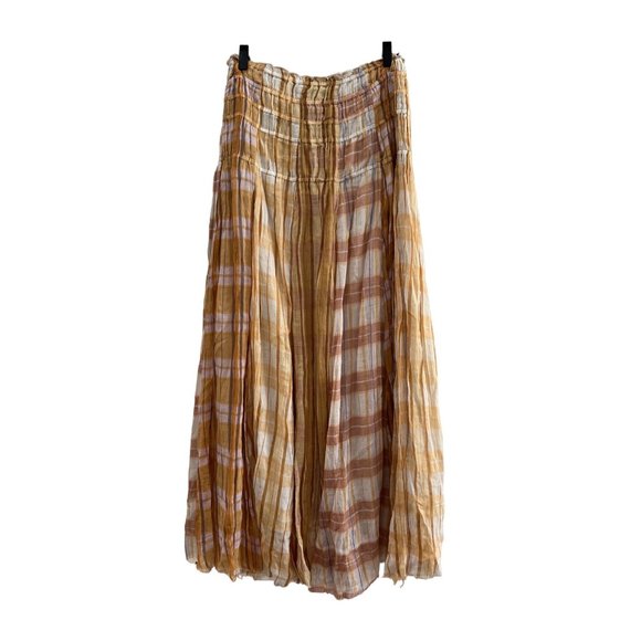 Free People Orange Plaid Maxi Skirt - Picture 4 of 4